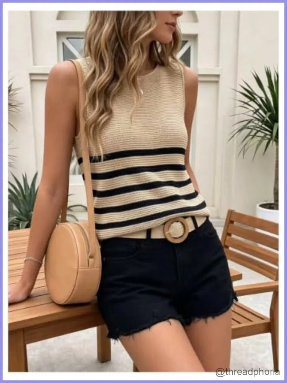 Women's Striped Knit Sweater Vest Sleeveless Colorblock Pullover
